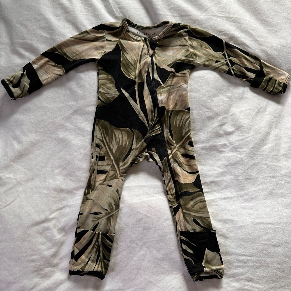 Mason Grey tropical onesie, size 3-6 months